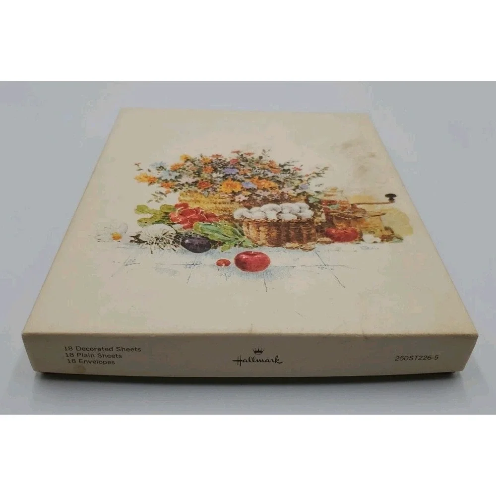 HALLMARK Vintage Stationery Flower Basket Fruit And Veggies READ